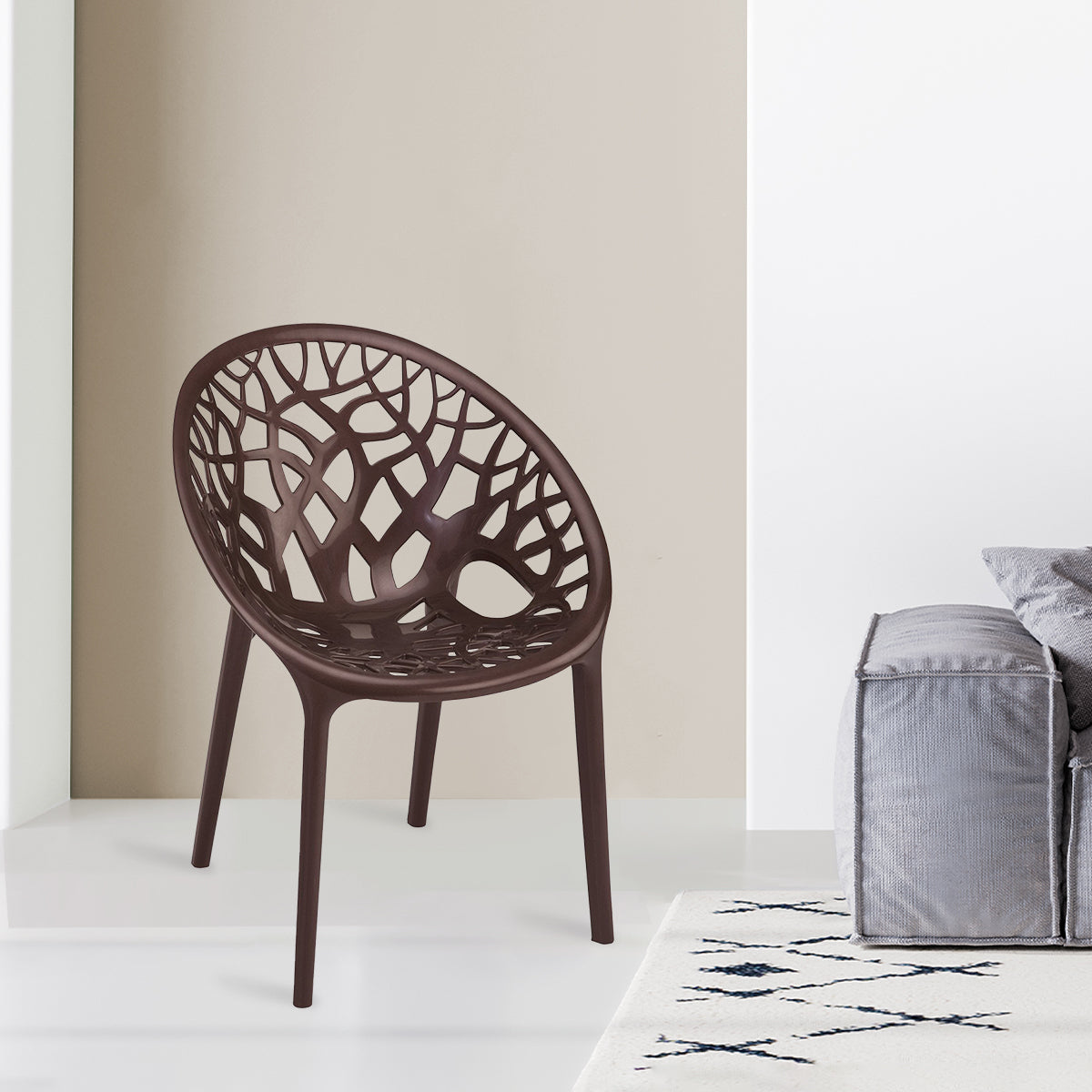 Nilkamal Crystal Polypropylene Armless Chair (Weather Brown)