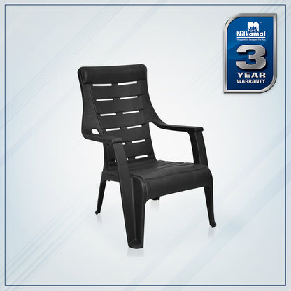 Nilkamal Sunday Plastic Arm Chair (Iron Black)