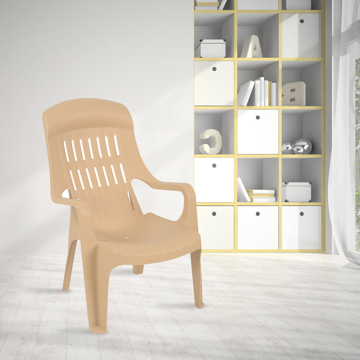 Nilkamal Weekender Plastic Arm Chair (Biscuit)