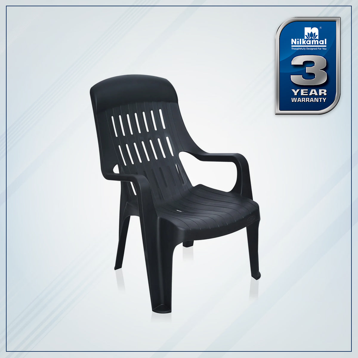 Nilkamal Weekender Plastic Arm Chair (Iron Black)