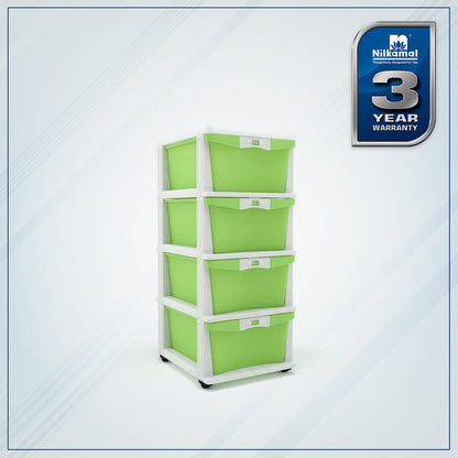 Nilkamal CHTR24 Four Layers Chest of Drawer (Cream and Pastel Green)
