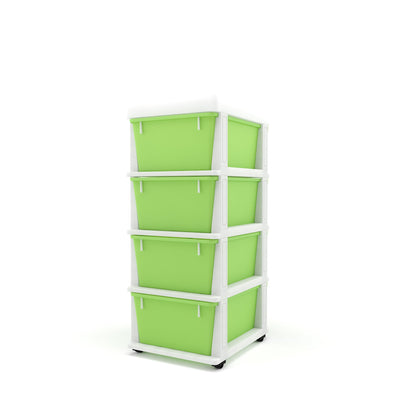 Nilkamal CHTR24 Four Layers Chest of Drawer (Cream and Pastel Green)