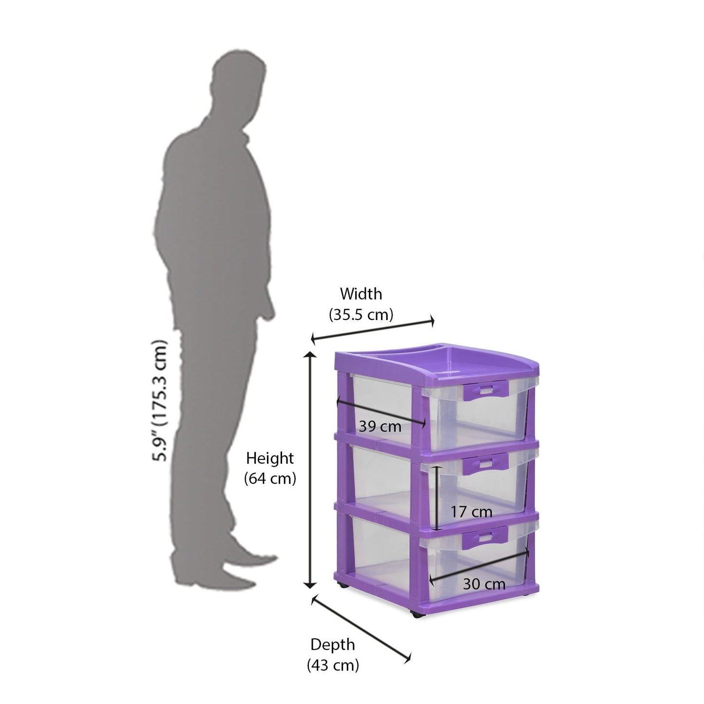 Nilkamal CHTR23 Three Layers Chest of Drawer (Voilet)