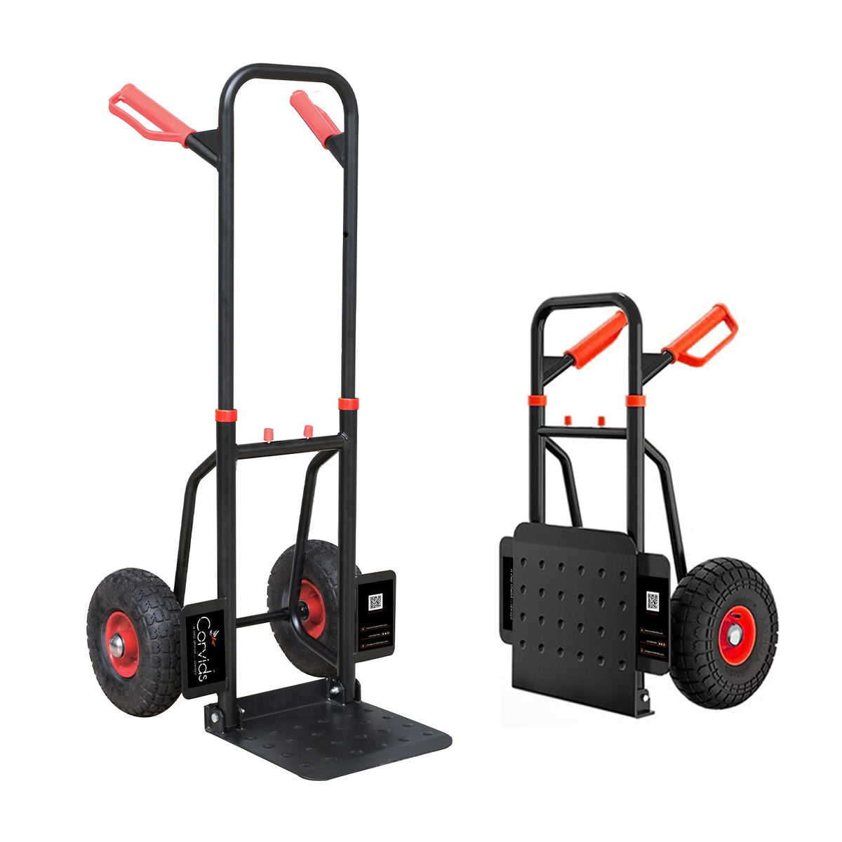 Corvids Heavy Duty 125 kg Mild Steel Foldable Hand Truck | Portable Push & Pull Dolly with Pneumatic Wheels & Extendable Handle-1