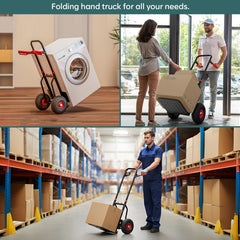 Corvids Heavy Duty 125 kg Mild Steel Foldable Hand Truck | Portable Push & Pull Dolly with Pneumatic Wheels & Extendable Handle-6