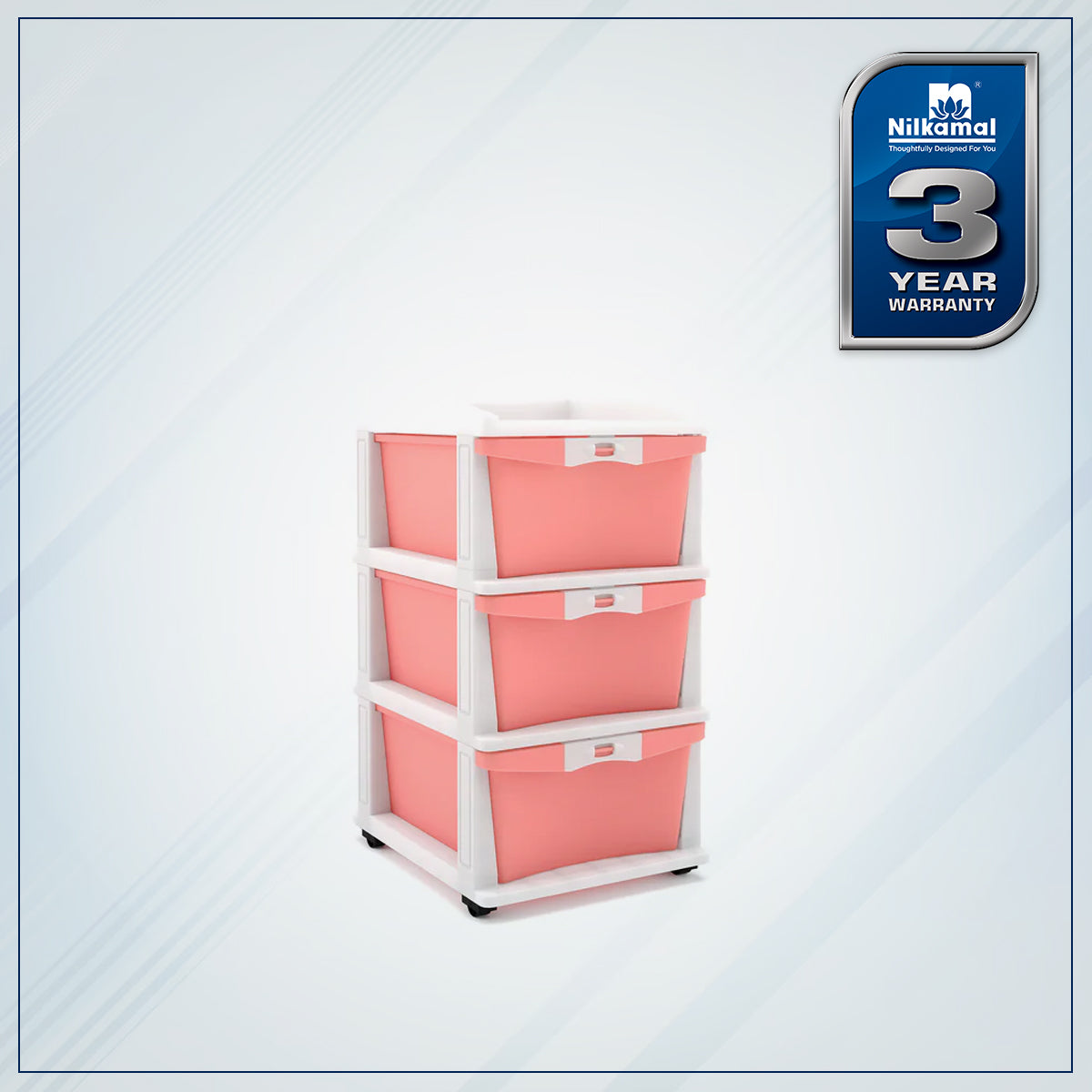 Nilkamal CHTR23 Three Layers Chest of Drawer (Pink and Cream)