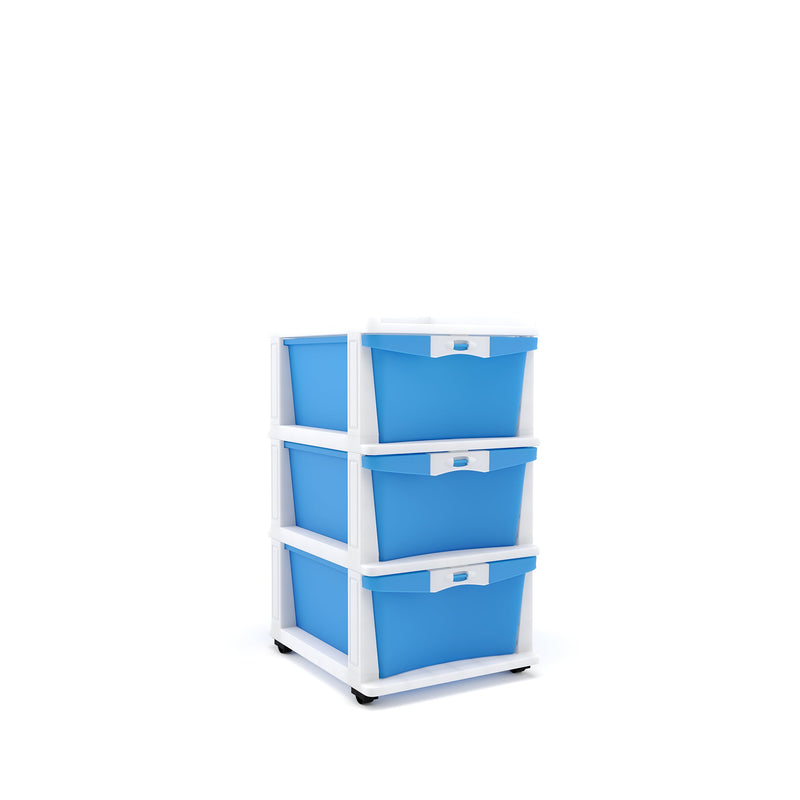 Nilkamal CHTR23 Three Layers Chest of Drawer (Blue and Cream)
