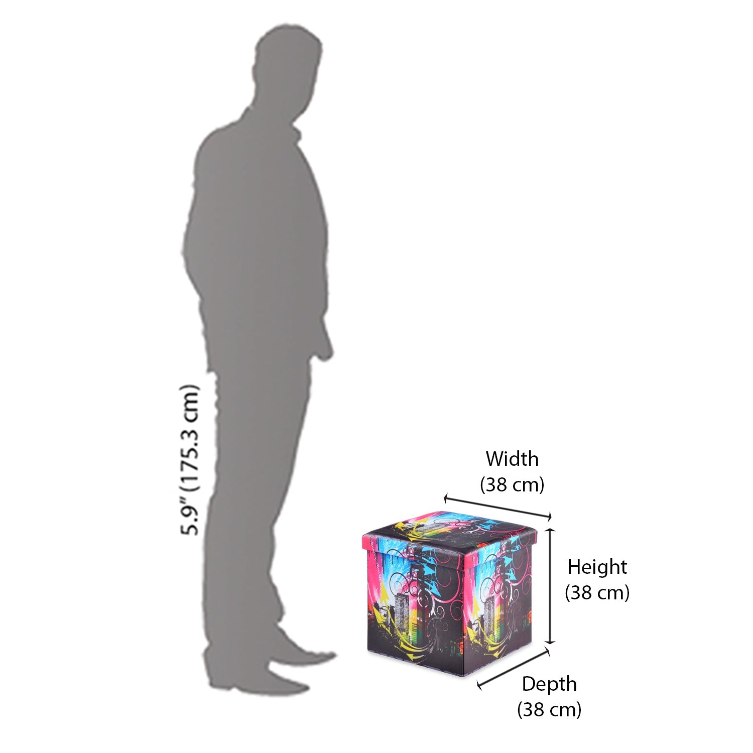 Nilkamal City Night Fold Storage Ottoman (Black)