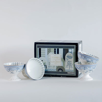 Magique by The Wishing Chair x Clay Craft, River of Flowers Ice Cream Bowls Set of 4, 160 ml (T02)