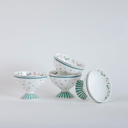 Magique by The Wishing Chair x Clay Craft, Portrait of a Rose Ice Cream Bowls Set of 4, 160 ml (T01)