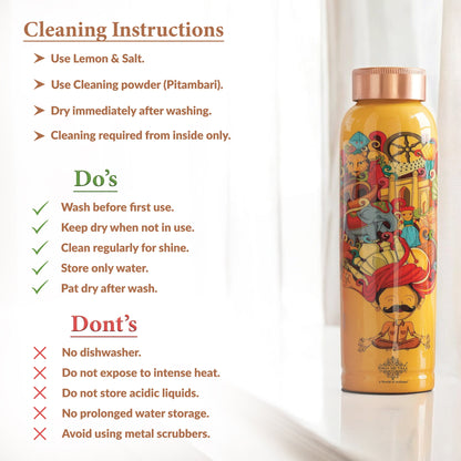 Tamba Bottle with Rajasthani Meena 'Padharo Mhare Desh' Design – 900 ML