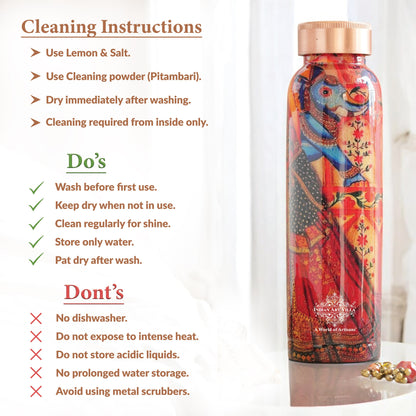 Tamba Bottle with Rajasthani Meena 'Padharo Mhare Desh' Design – 900 ML