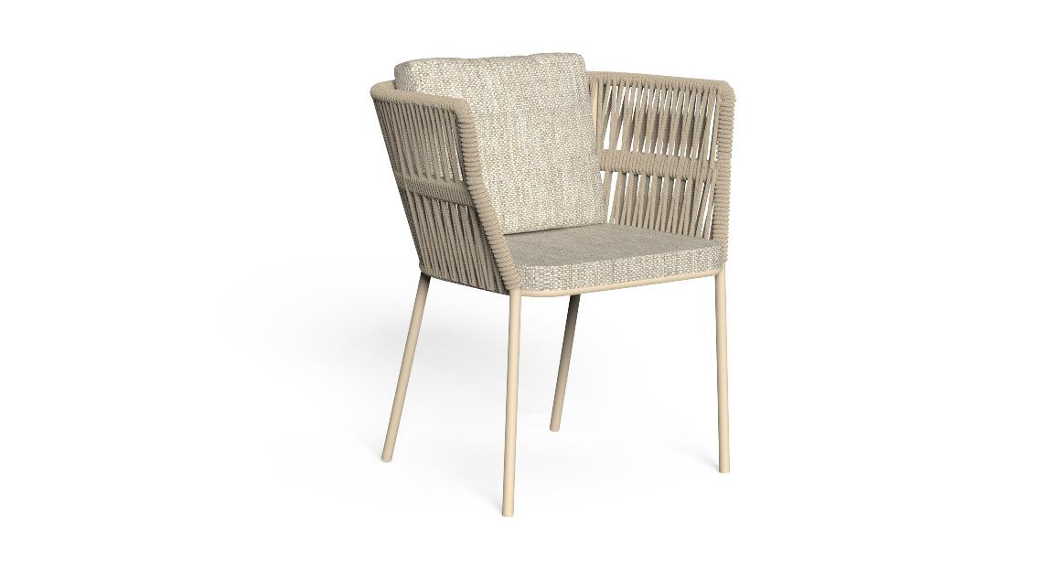 Akin Outdoor Patio Seating Set 4 Chairs and 1 Table Set (Cream) Braided & Rope