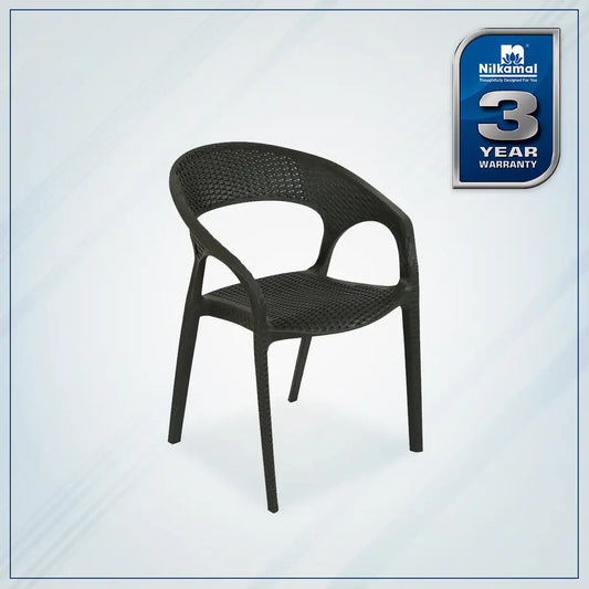 Nilkamal Club Plastic Arm Chair (Charcoal Grey)