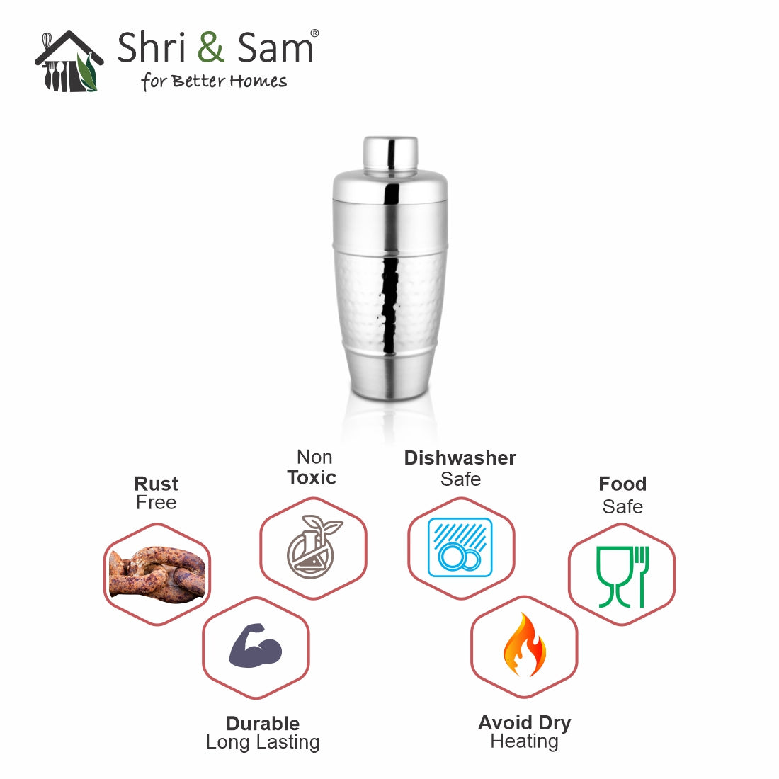 Stainless Steel Hammered Cocktail Shaker