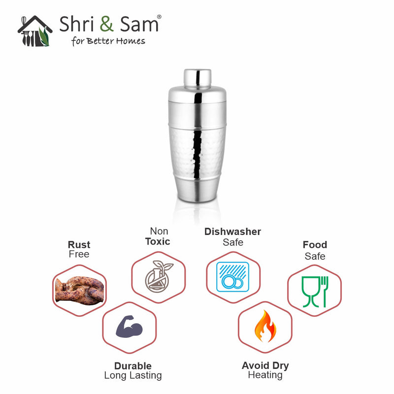 Stainless Steel Hammered Cocktail Shaker