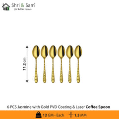 Stainless Steel Cutlery with Gold PVD Coating & Laser 3 Jasmine