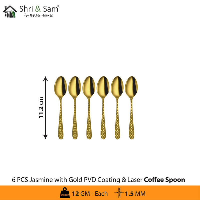 Stainless Steel Cutlery with Gold PVD Coating & Laser 5 Jasmine