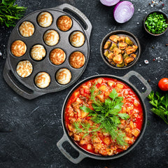 Cast Iron Combo - Kadai 10' Inch + Paniyaram 12 Cavities