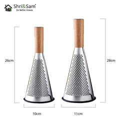 Stainless Steel Multifunctional Conical Grater with Wooden Handle