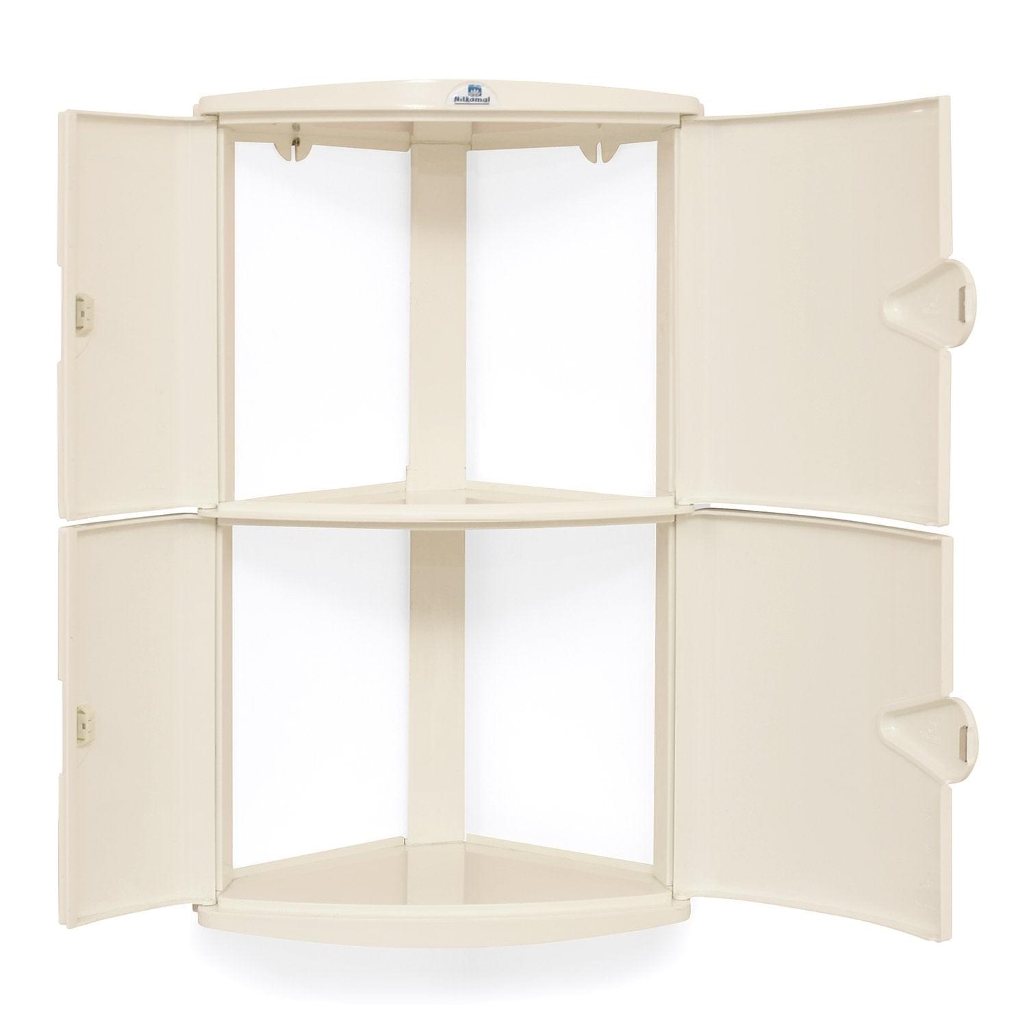 Nilkamal 2 Door Plastic Storage Corner Cabinet (Ivory)