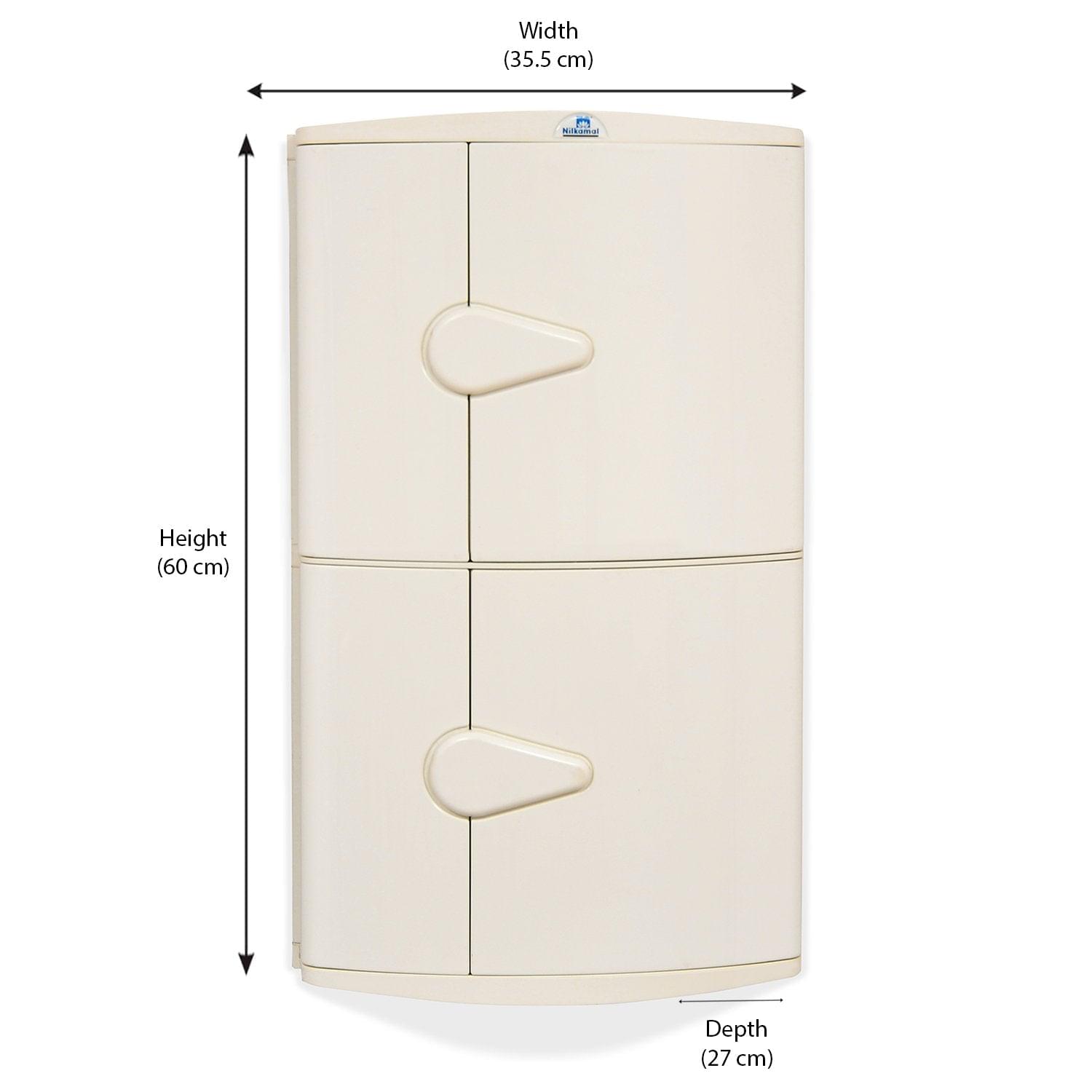 Nilkamal 2 Door Plastic Storage Corner Cabinet (Ivory)