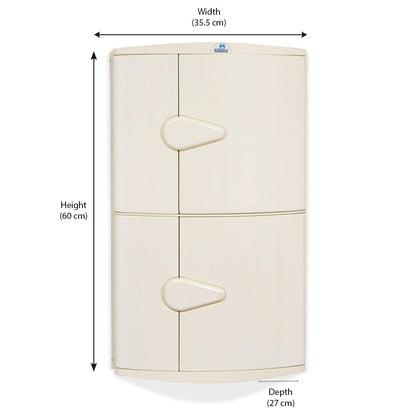 Nilkamal 2 Door Plastic Storage Corner Cabinet (Ivory)