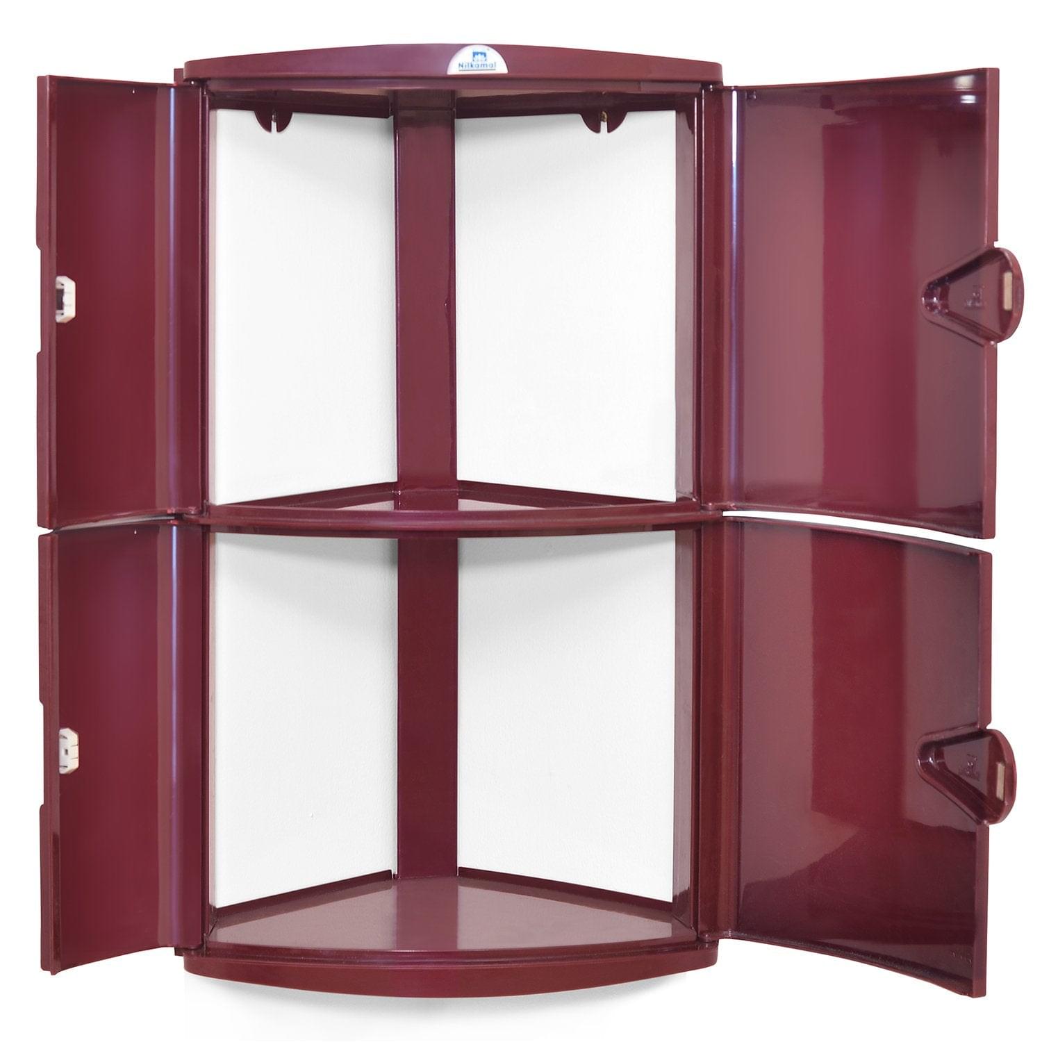 Nilkamal 2 Door Plastic Storage Corner Cabinet (Maroon)