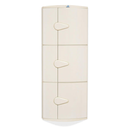 Nilkamal 3 Door Plastic Storage Corner Cabinet (Ivory)