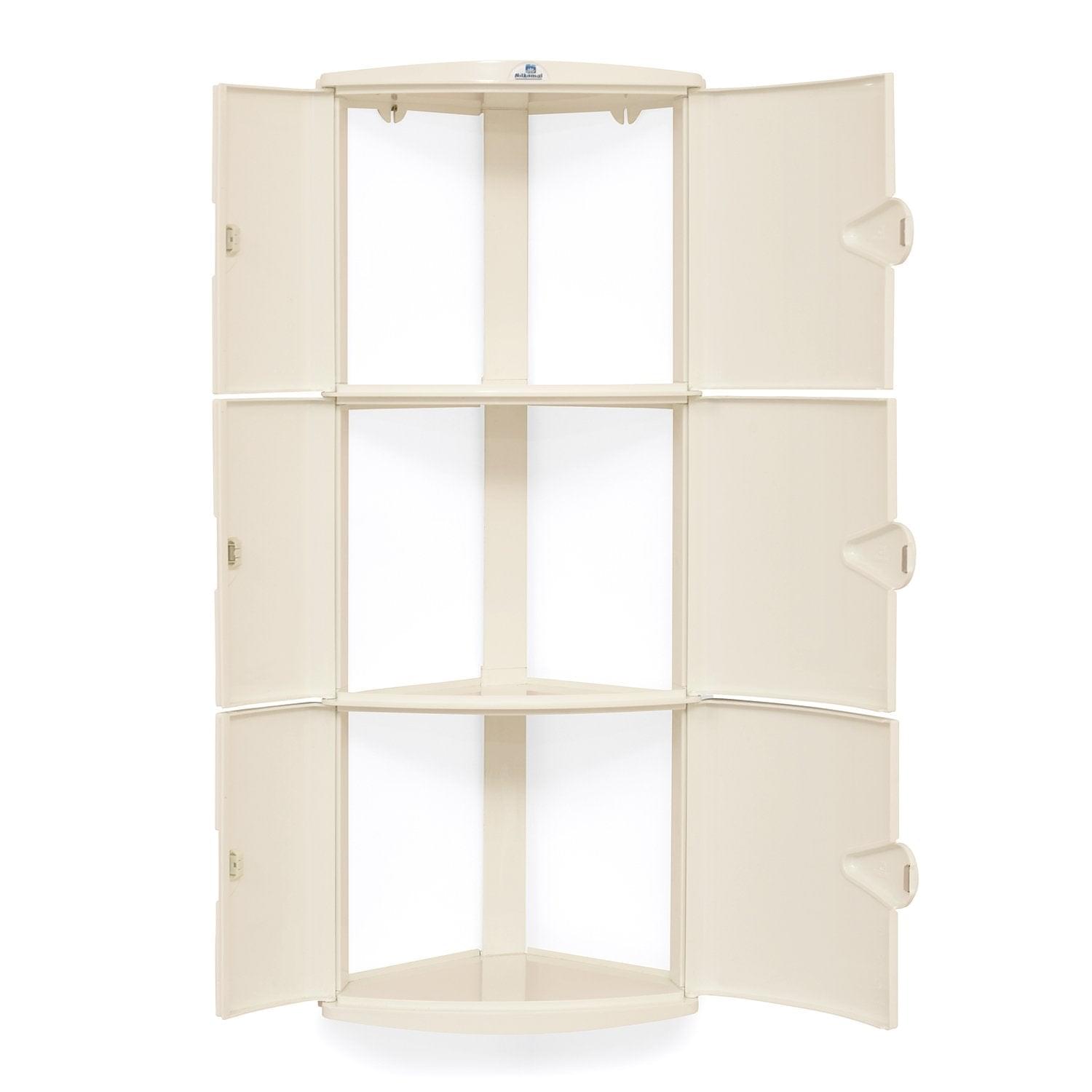 Nilkamal 3 Door Plastic Storage Corner Cabinet (Ivory)
