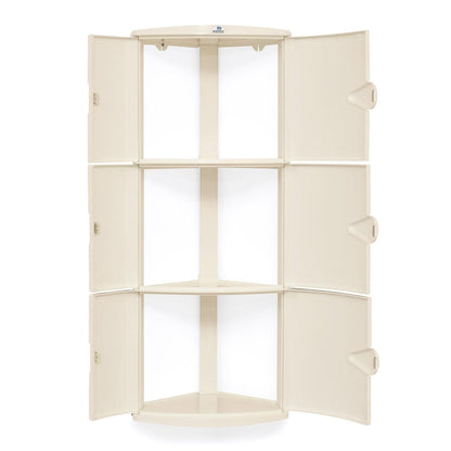 Nilkamal 3 Door Plastic Storage Corner Cabinet (Ivory)