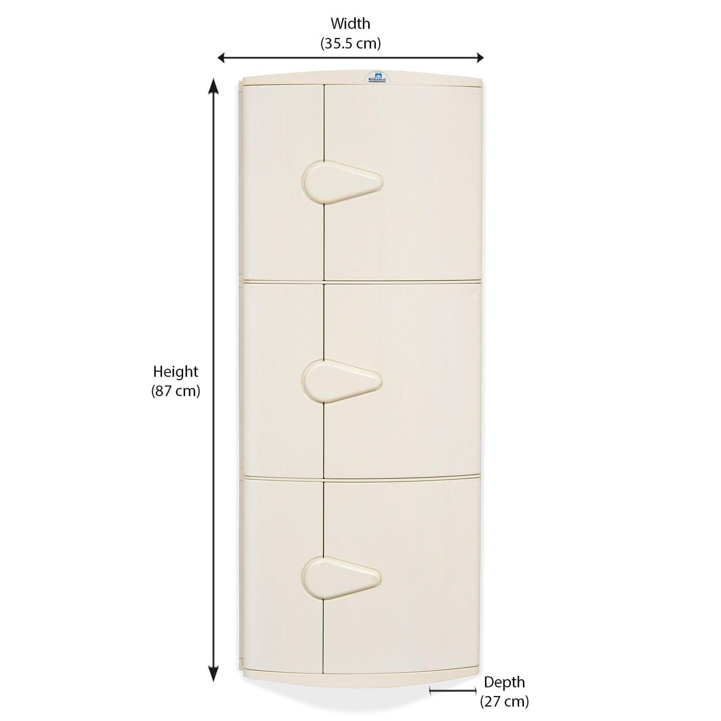 Nilkamal 3 Door Plastic Storage Corner Cabinet (Ivory)
