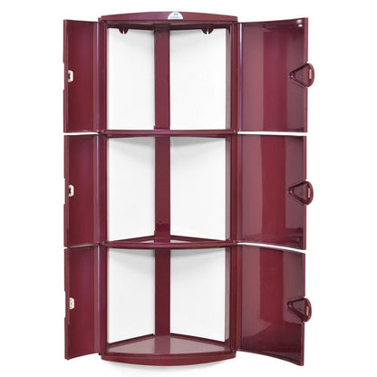 Nilkamal 3 Door Plastic Storage Corner Cabinet (Maroon)