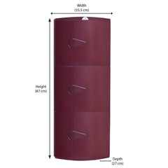 Nilkamal 3 Door Plastic Storage Corner Cabinet (Maroon)
