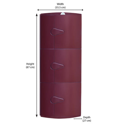 Nilkamal 3 Door Plastic Storage Corner Cabinet (Maroon)