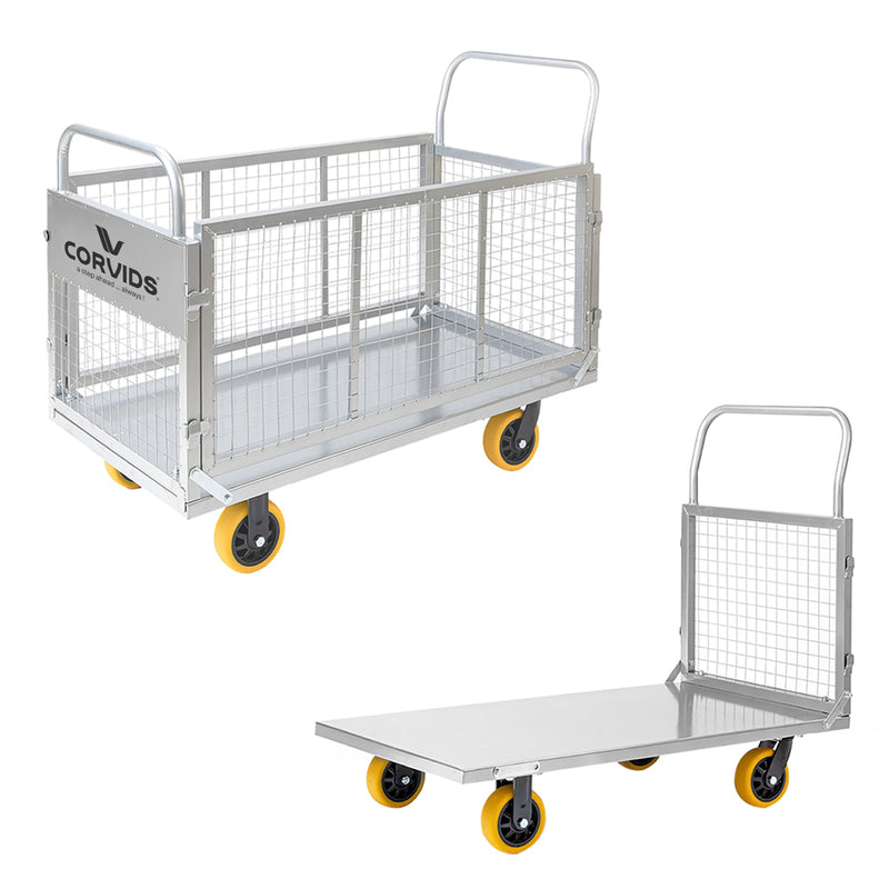 Corvids Heavy-Duty Iron Cage Platform Trolley | 200 kg Load Capacity, 6-inch TPR Wheels & Dual Handles for Warehouse, Store, Factory, Home & Industrial Use | 2 Years Warranty-1