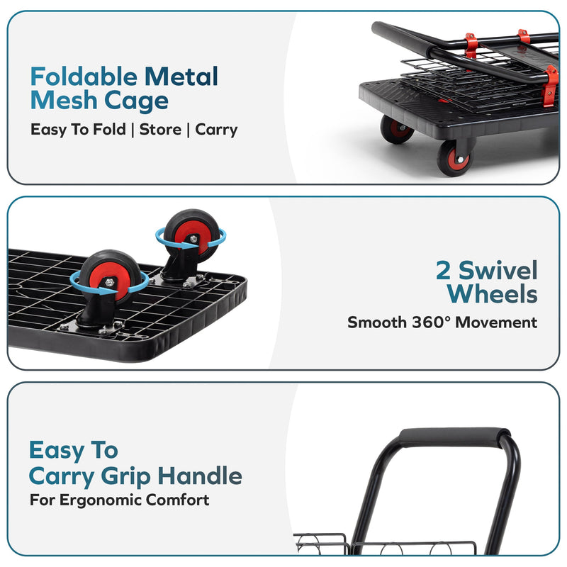Corvids 150 Kg Portable & Collapsible Plastic Platform Trolley with Basket Cage-3