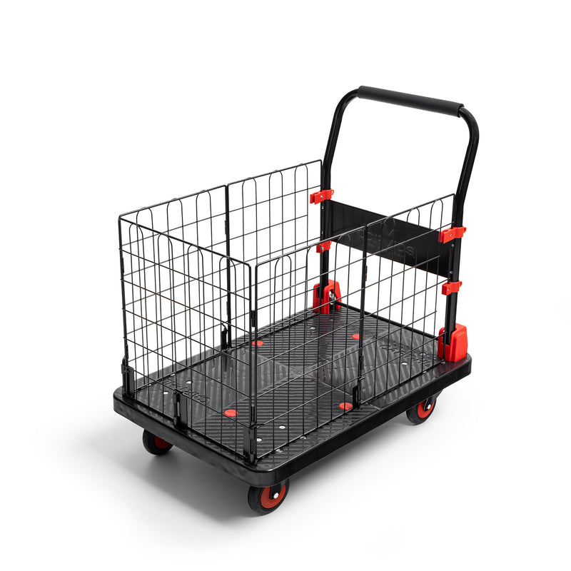 Corvids 300 Kg Portable & Collapsible Plastic Platform Trolley with Basket Cage-1