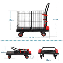 Corvids 300 Kg Portable & Collapsible Plastic Platform Trolley with Basket Cage-2