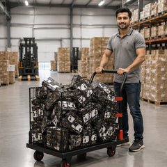 Corvids 300 Kg Portable & Collapsible Plastic Platform Trolley with Basket Cage-6