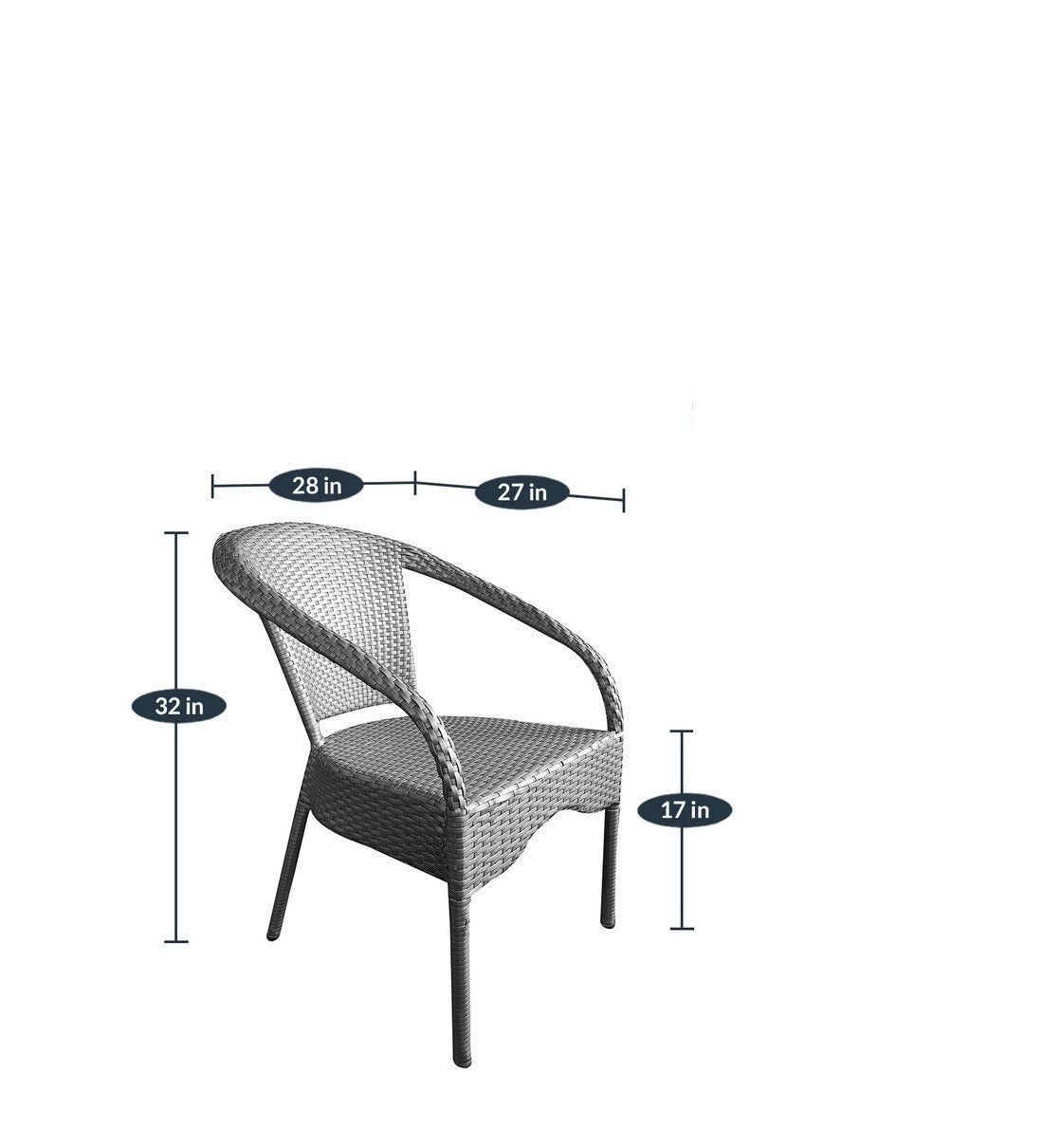 Rudra Outdoor Patio Seating Set 2 Chairs and 1 Table Set (Silver)