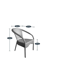 Rudra Outdoor Patio Seating Set 2 Chairs and 1 Table Set (Silver)