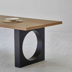 Metal Table Legs Circular Cutout Design Matte Black Steel 29-Inch Dining Room Modern Style