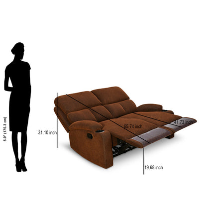 Nilkamal Matt 2 Seater Recliner Sofa with Cup Holder (Cocoa)