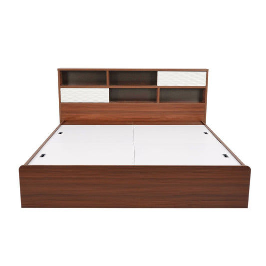 Nilkamal Drift Calipso Queen Bed With Storage (Classic Plank Walnut/White)