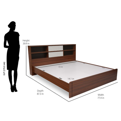 Nilkamal Drift Calipso King Bed Without Storage (Classic Plank Walnut/White)