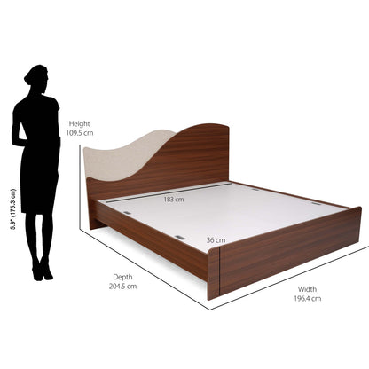 Nilkamal Wave Calipso King Bed Without Storage (Classic Plank Walnut)