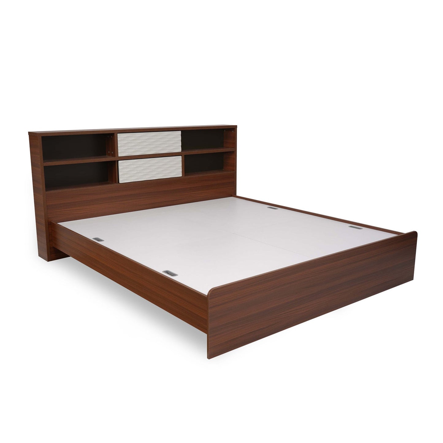 Nilkamal Drift Calipso King Bed Without Storage (Classic Plank Walnut/White)