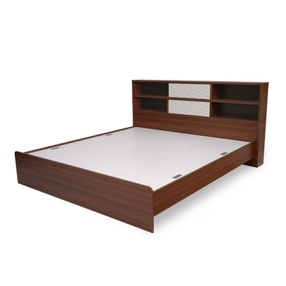 Nilkamal Drift Calipso King Bed Without Storage (Classic Plank Walnut/White)