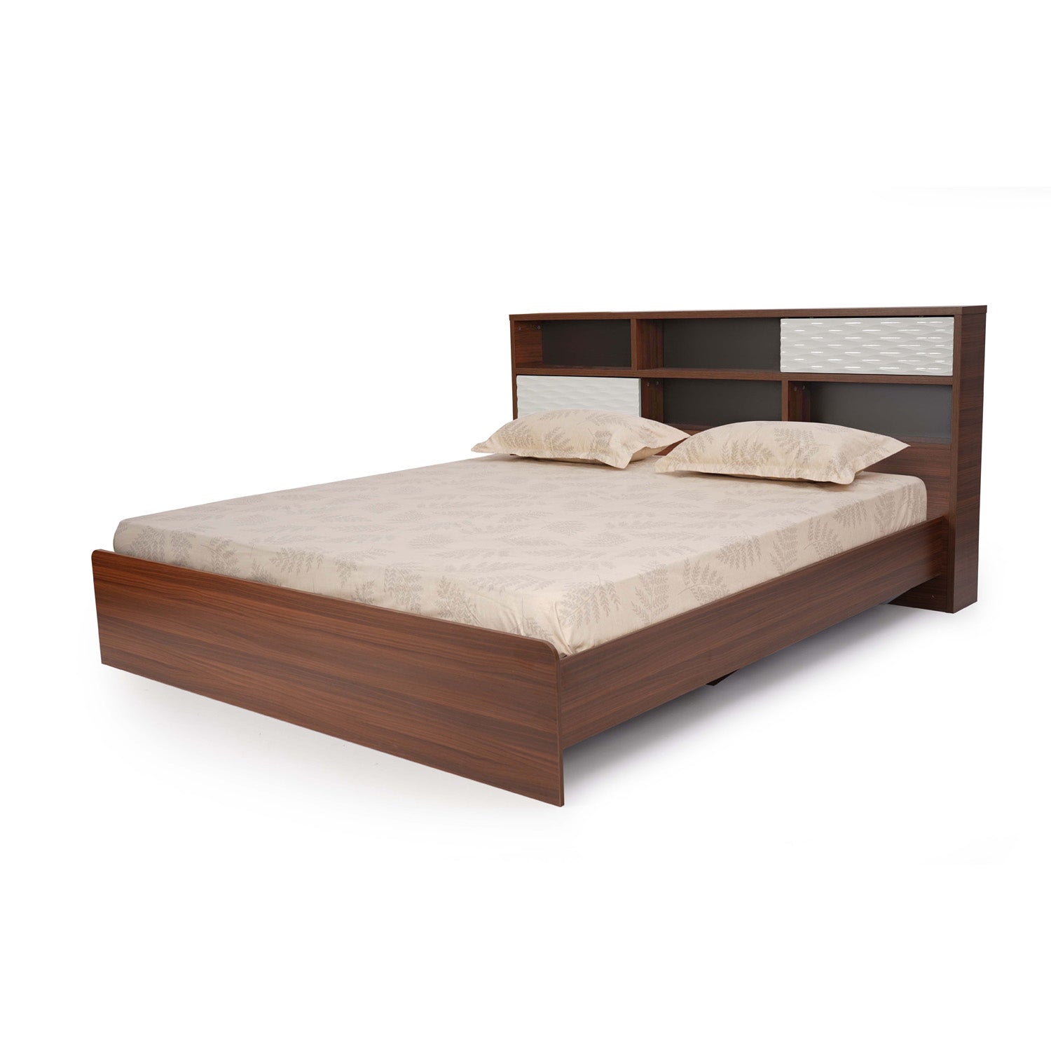 Nilkamal Drift Calipso King Bed Without Storage (Classic Plank Walnut/White)